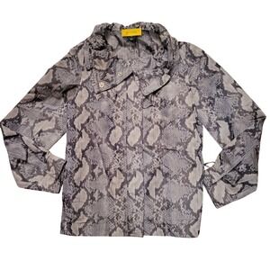St‎ John Gray Snakeskin Print Utility Jacket Sport Gray S Windbreaker Anorak